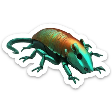 Black red gold green cyan rusty grunge effect scratched patina rat mouse scorpion tail stinger  sticker