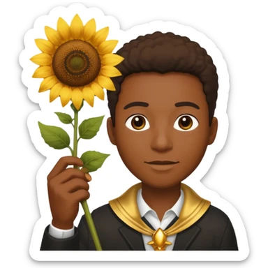 black man with sunflower, scepter sticker