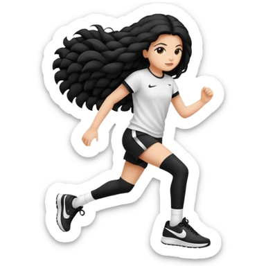 Faça uma menina parda de cabelo liso com uma faixa de cabelo da Nike e uma roupa da Nike branca sticker