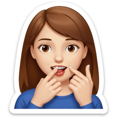 Une fille brune et blanche qui se mord un ongle avec ses dents comme si elle draguait qqn il fait que l'ongle soit entre ses dents sticker