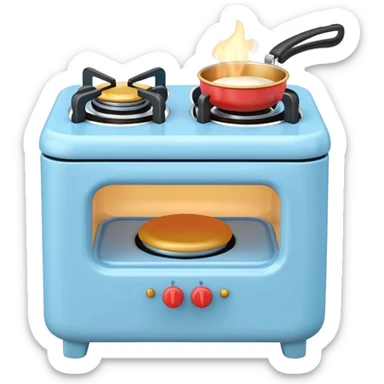Cute toy stove, single burner only which is empty front view.
BabyBus - style 2.5D soft shading, bright pastel colors. 
Rounded chunky toy shape, simple details.
Even studio lighting, NO harsh light, NO realism, NO textures.
Smooth matte surface, no outlines, no strokes.
Clean background. sticker