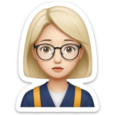 South Korean female college student with a worried face  sticker