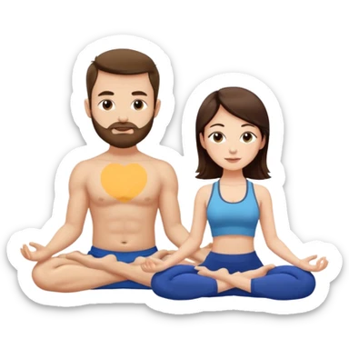 scottish man with stubble, brunette woman doing yoga sticker