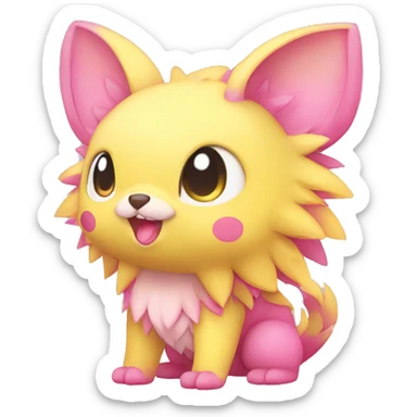 Cute cool yellow pink animal hybrid Fakemon full body sticker