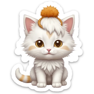 White kitten with some ginger on its head full body photo sticker