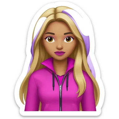 Ciara with long dark blonde hair magenta outfit sticker