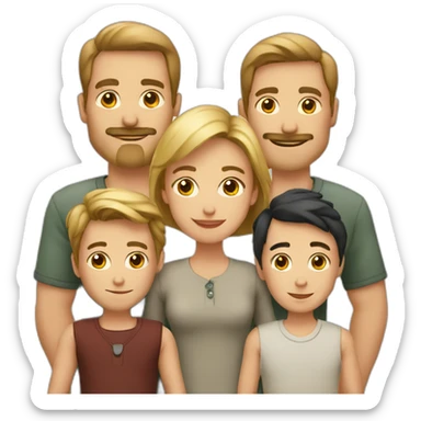 European family with 1 father 1 mother and exactly 3 sons sticker