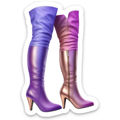 Realistic pair of rose gold,purple,and periwinkle ombre thigh high boots isolated.  sticker