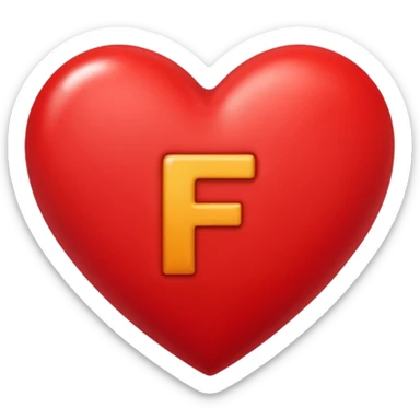 un corazon rojo con la letra f en el centro pero para un emoji sticker