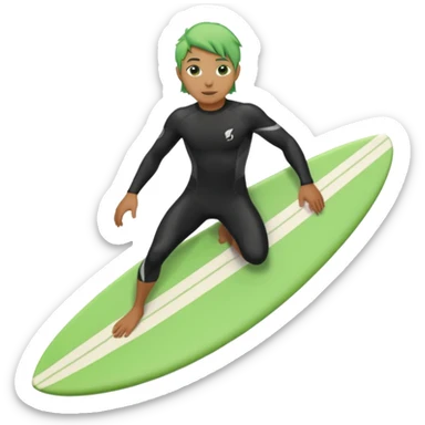 green haired black surfer with surfboard  sticker