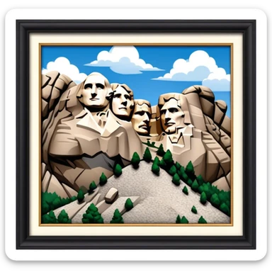 Mount Rushmore Landmark Emoji – Displaying the carved faces of four U.S. presidents in the granite mountainside. sticker