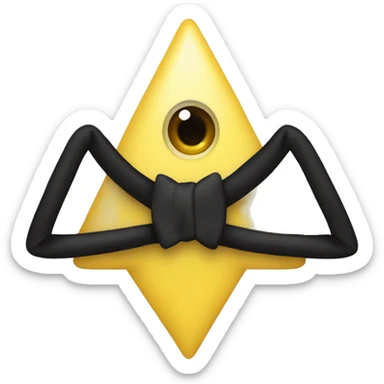 One-eyed yellow triangle with a bow tie, long and thin black arms and legs sticker