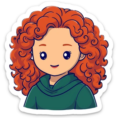 Merida from Brave with extremely long wild curly red hair and face completely covered with freckles sticker