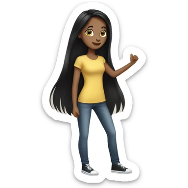 brunette girl long black hair shopping sticker