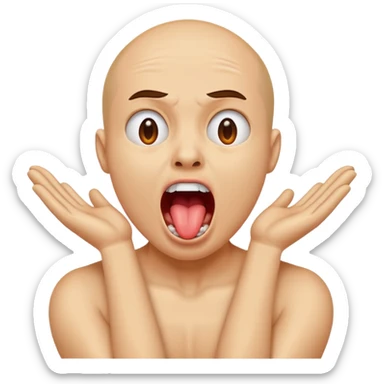 crossed arms around neck screaming with tongue out  sticker