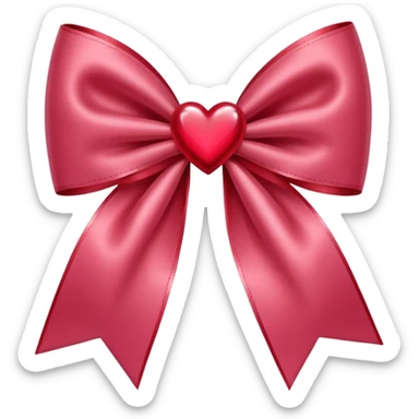 Red coquette bow with a heart in the middle, delicate and feminine, soft pink tones, elegant details sticker