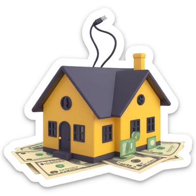 extension cable with a money sign and a house together, alternate arrangement sticker