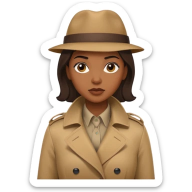 kahverengi trençkotlu kadın zenci dedektif  sticker