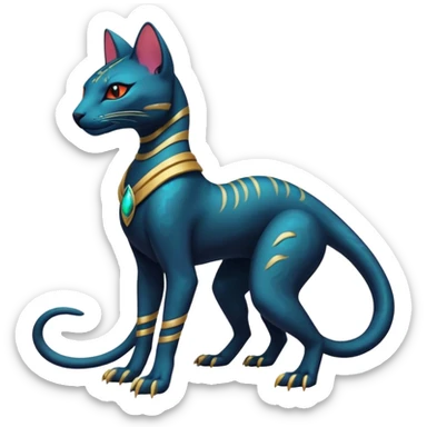 Futuristic Furry Ethereal Beautiful Salandit-Bastet-Fakémon-hybrid-creature (full body)  sticker