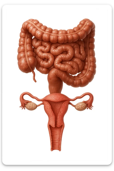 INTESTINO E UTERO UMANI REALISTICI SONO COLLEGATI VERTICALMENTE, IPERREALISTICO 4K sticker