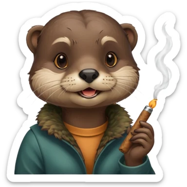 Cute female Otter smoking a big joint sticker