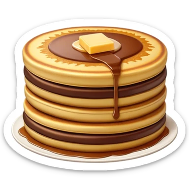 Cinematic Realistic Martabak Manis Dessert Emoji, depicted as a thick, sweet pancake filled with chocolate, cheese, and condensed milk rendered with detailed textures and vibrant, indulgent lighting. sticker