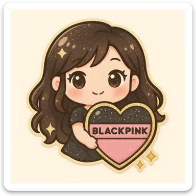 Add glitter and sparkles to the BLACKPINK-inspired chibi sticker, keeping the style cute and collectible. sticker
