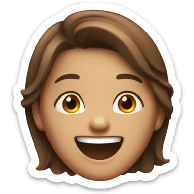 brown haired girl with a cute face laughing sticker