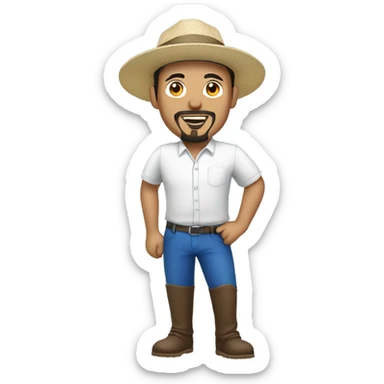Filipino man with a goatee and a blue hat and white shirt sliding sticker