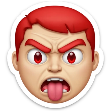 Red angry face emoji with tongue out in annoyance sticker