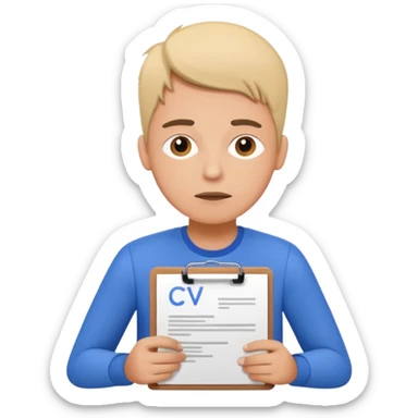 student stressed while writing a cv. in google/android style, which features clean and modern look and generally flat colours. youve given an apple style emoji. that shit be ugly as fuck. dont do that sticker