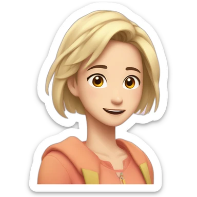 Cara sorprendida de anime con colores pastel y tipo pixar sticker