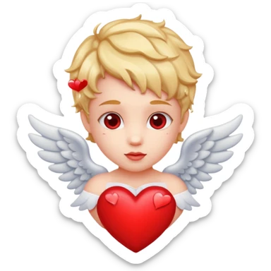 Cupido rodeado de corazones  sticker