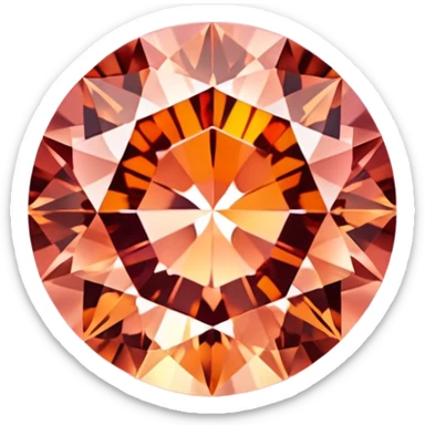 Round cut Padparadscha sapphire with sunset orange-pink hue and sparkling facets sticker