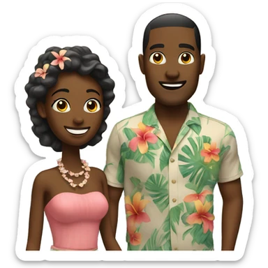 Man and woman honeymoon in Hawaii  sticker