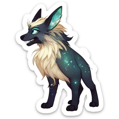 Cool cute Kawaii edgy ethereal futuristic modern epic fantasy animal sparkle fursona Fionbri creature by griffsnuff & LiLaiRa & Falvie full body sticker