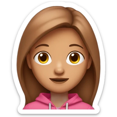 Girl 10 years with pink hoodie and brown long hair sticker
