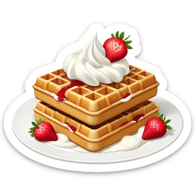 waffles with whip cream and strawberries sticker