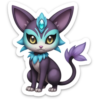 Smooth Edgy Cool Dark Dusky Gloomy Meloetta-Purrloin-Gatomon-Trico-Pokémon-Fakémon-fusion-hybrid-creature sticker