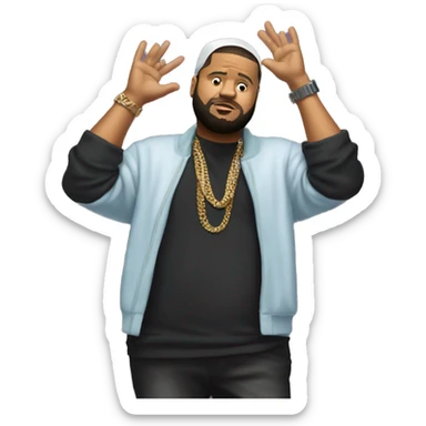 dj khalid with his had down and hand on his head sticker