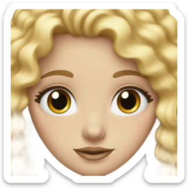 white girl with blue eyes and blonde curly hair with long eyelashes and big lips sticker