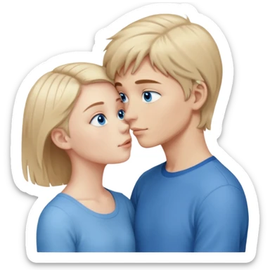 tall pale boy with blue eyes and medium length hair kissing a short girl with blue eyes and light brown shoulder length hair  sticker
