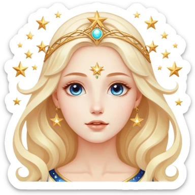 universe goddess Sophia with pretty perfect feminine attractive face, cosmic beauty with detailed delicate facial features, starry goddess with ethereal glow sticker