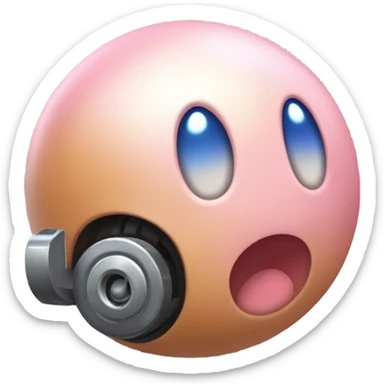 Metal cute Kirby ball driving on 4 car wheels sticker