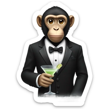 monkey drinking a martini in a tuxedo sticker