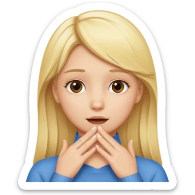 blonde girl with her hands around her throat sticker