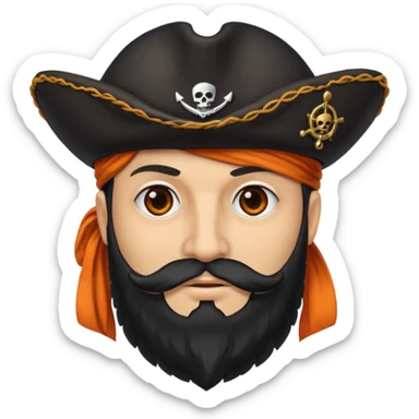 Pirata con un parche grande y negro sobre el ojo y con barba anaranjado sticker