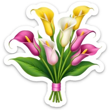 calla lily flower multicolor bouquet sticker
