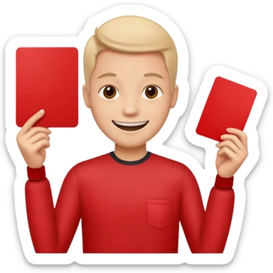 Eloji smile  avec un carton rouge dans la main  sticker