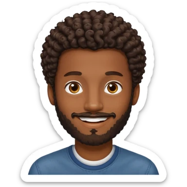 Dark brown skin man with a light beard and a curly   fade haircut with dark brown eyes sticker